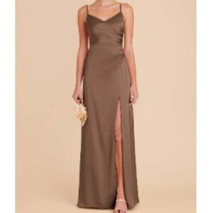 Birdy Grey Dress: Catherine Matte Satin Dress - Mocha XL